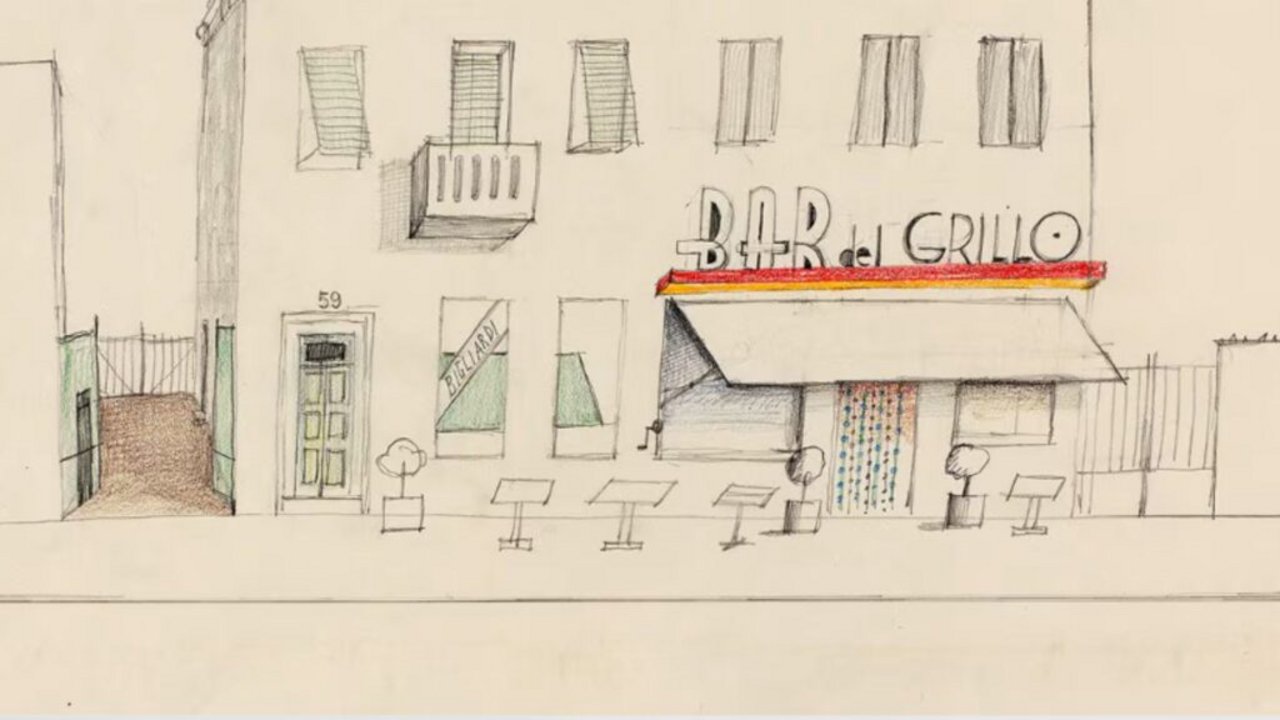 Disegno del Bar del Grillo realizzato da Saul Steinberg
